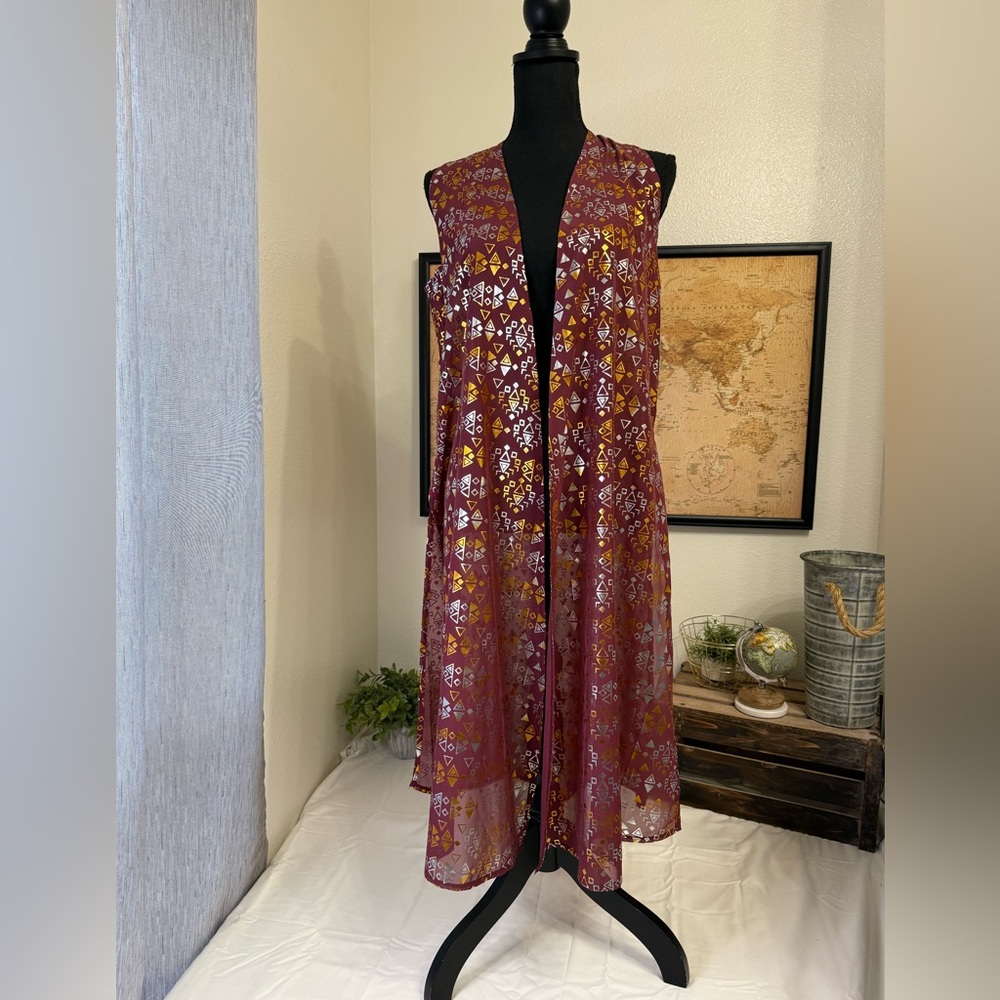 Lularoe Joy long open vest Size small